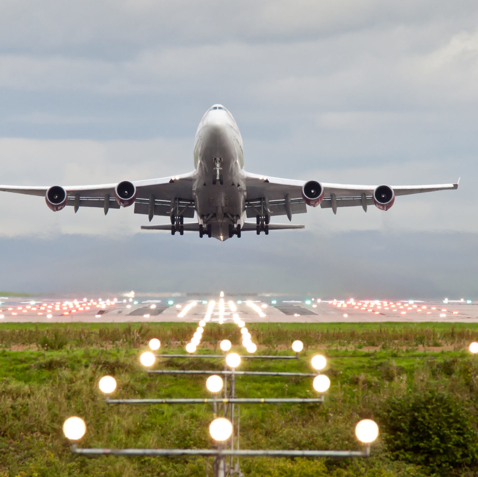 airplane taking off from runway