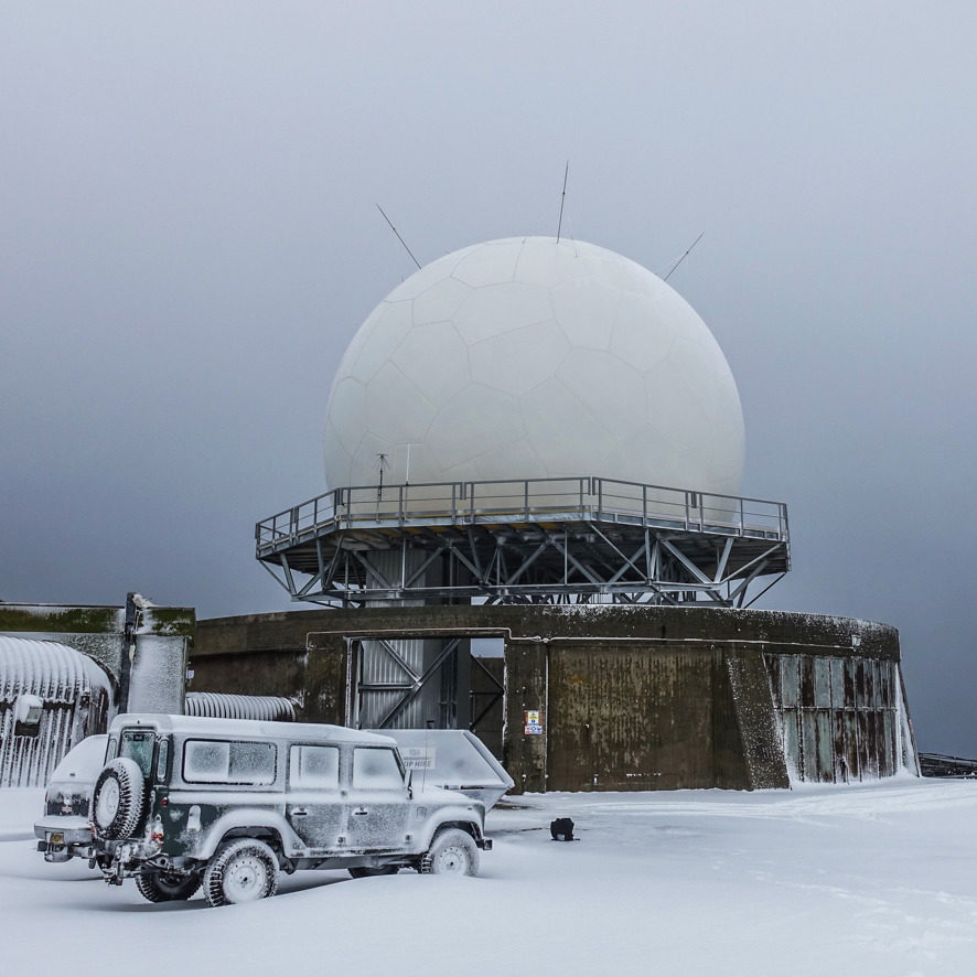 Radome project in Cyprus in winter with snow on teh ground.